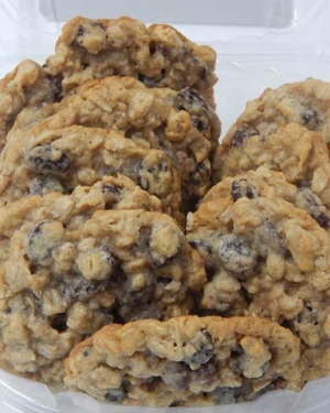 A soft, sweet, and crispy oatmeal cookie with just the right amount of raisins.